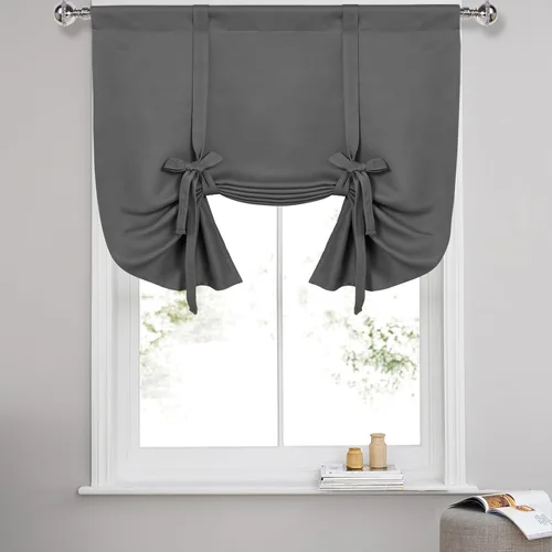 Miniatura 15 de DWCN Cortinas Opacas - Persiana Enrollable con Lazos para Ventana, Aislamiento Térmico, Oscurecimiento de Habitación, Cortinas con Bolsillo