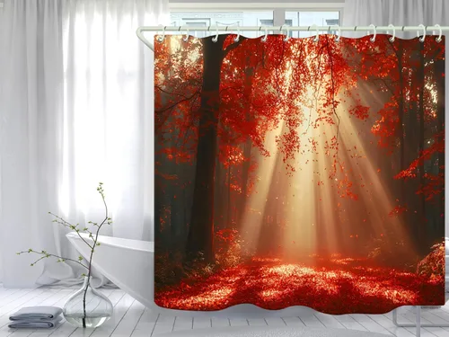 Miniatura 30 de Juego de cortinas de ducha de lámina dorada de ágata amatista (con 12 ganchos blancos en C), cortina de baño de tela de geoda impermeable