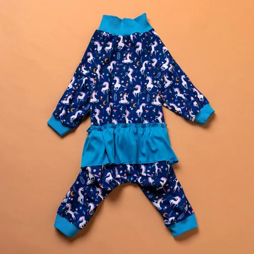 Miniatura 7 de LovinPet Pijamas grandes para perros - Camisa de unicornio para perro, mono de recuperación posoperatoria, impresión de sirenas y unicornios Rosa