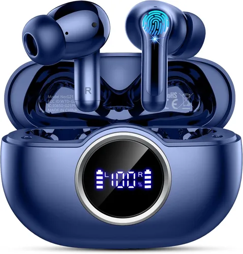Auriculares inalámbricos, auriculares Bluetooth 5.4 2025 3D Bass Hi-Fi estéreo de alta fidelidad, 4 micrófonos ENC con cancelación de ruido,