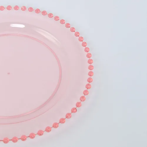 Miniatura 7 de Efavormart - Paquete de 10 platos de postre de plástico transparente rubor con borde de cuentas, platos redondos desechables para ensalada, 8