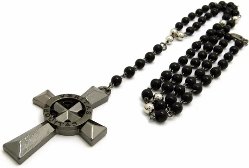 Miniatura 2 de COLLAR VERITAS AEQUITAS CRUZ BOONDOCK SAINTS COLLAR DE CRISTAL CON CUENTAS ROSARIO
