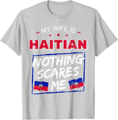 Miniatura 45 de My Wife Is Haitian Republic of Haiti Heritage Roots - Camiseta con bandera, Negro, S