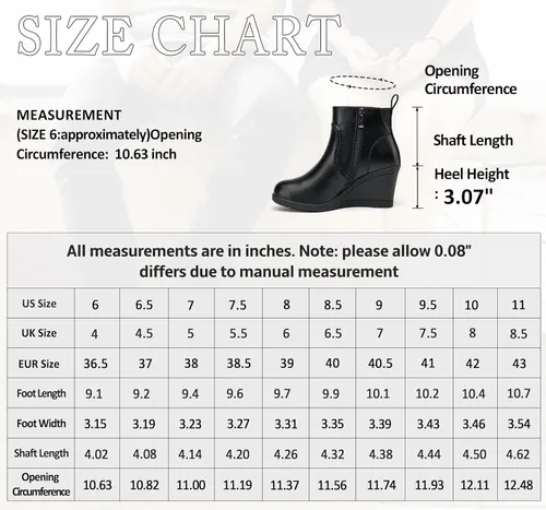 Miniatura 6 de Vepose Botines de cuña 9679 para mujer, botines clásicos con cremallera lateral para mujer