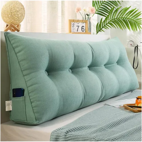 Miniatura 14 de EORNOW Almohada triangular para cabecero, cojín largo para respaldo de cabecero, cojín grande desmontable, almohada de lectura con funda extraíble