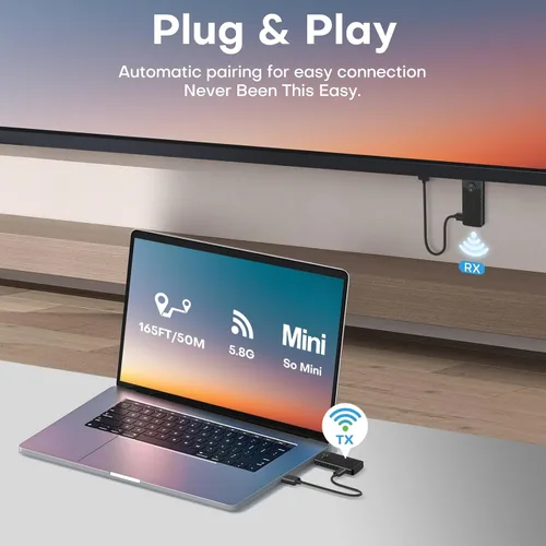 Miniatura 2 de Transmisor y receptor HDMI inalámbrico para kit de transmisión, antena incorporada de transmisión de baja latencia de transmisiones de video HD