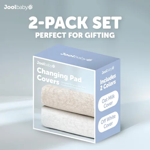 Miniatura 3 de Jool Baby Fundas para cambiador (paquete de 2) suaves y cómodas, se adaptan a la mayoría de los cambiadores de pañales estándar (blanco y avena)