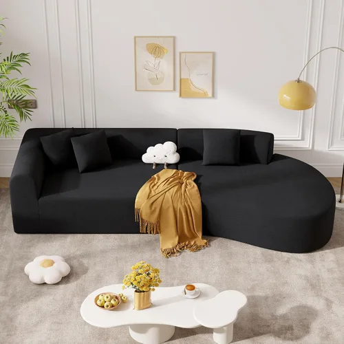 Miniatura 8 de Sofá modular modular de 126 pulgadas, moderno sofá curvado de nube con asiento profundo, sofás tapizados de gran tamaño para sala de estar, no Beige