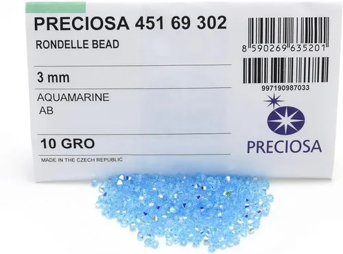 Miniatura 4 de 100 cuentas sueltas de cristal bicono facetado pequeño Preciosa auténtico de 3mm (0.118 pulgadas) aguamarina AB (azul) compatibles con cristales