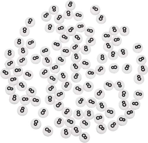 Miniatura 12 de HARFINGTON 100 cuentas acrílicas de números de 0.157 x 0.276 pulgadas, cuentas redondas blancas, cuentas espaciadoras de plástico para hacer joyas