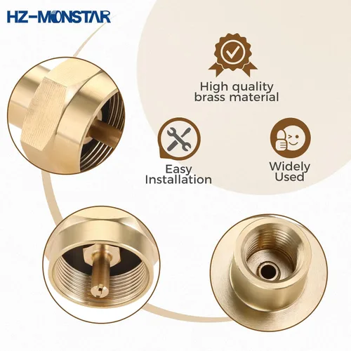 Miniatura 5 de Kit adaptador de repuesto de botella de gas propano de 1 libra, incluye conector de latón de tanque hembra NPT de 1/4 pulgadas y rosca NPT macho
