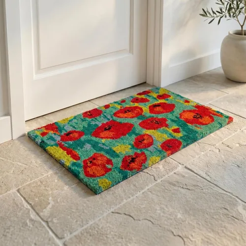 Miniatura 28 de Fab Habitat Felpudo extra grueso, tejido a mano, duradero, fibra de coco natural, entrada, puerta delantera, porche, patio, pájaros en rama, gris