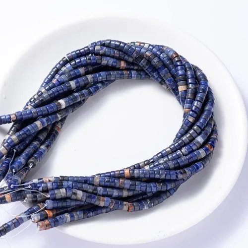 Miniatura 5 de Abalorios de piedra de sodalita azul natural espaciadores 6x3mm 38cm/str Redondos planos sueltos semi piedras preciosas para hacer pulseras