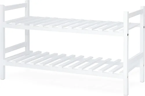 Miniatura 11 de PJ Wood Organizador apilable de madera para almacenamiento de armarios, estantes de entrada, armario escalonado para zapatos, capacidad de 6 pares