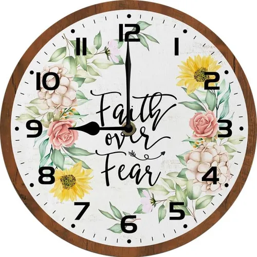 Miniatura 9 de Family Where Life Begins & Love Never Ends - Reloj de pared con pilas de 10 pulgadas, reloj de pared de madera para cocina, reloj de pared rústico K7