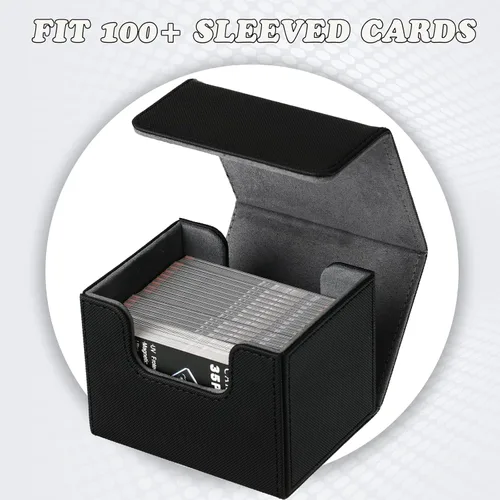 Miniatura 6 de Weewooday 2 cajas de cartas de cuero de gran tamaño para más de 100 cartas con funda para juego coleccionable, compatible con Mtg Tcg