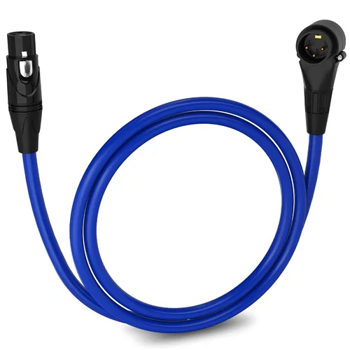 Miniatura 153 de LyxPro Cable de micrófono XLR hembra a macho de ángulo recto de 3 pines de 1.5 pies para altavoces amplificados, interfaz de audio, rendimiento