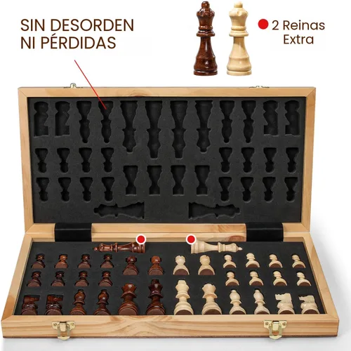 Miniatura 4 de Juego de tablero de ajedrez magnético para adultos y niños, tableros de ajedrez plegables de madera de 15 pulgadas, juego de ajedrez de viaje