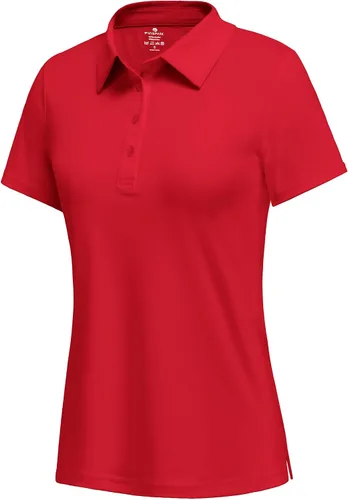 Miniatura 9 de PINSPARK Polo de golf de 4 botones para mujer, UPF 50+, secado rápido, atlético, camiseta de tenis con cuello, ajuste relajado