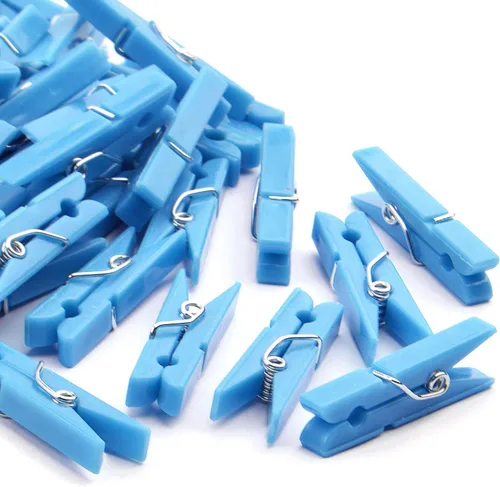 Miniatura 4 de Jdesun 50 clips para fotos, mini clip de plástico para papel, pinzas para la ropa, oficina, hogar, arte (azul)