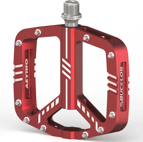Miniatura 14 de BUCKLOS Pedales planos MTB para bicicleta de montaña, pedales de bicicleta de carretera CNC para adultos con 3 rodamientos, pedal de plataforma