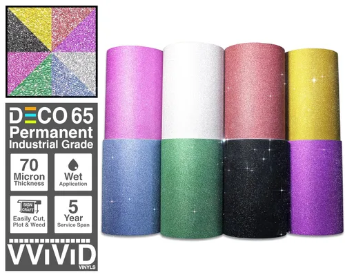 Miniatura 7 de VViViD DECO65 - Rollo de vinilo adhesivo multicolor metálico con purpurina para manualidades (paquete de 8 colores cromados