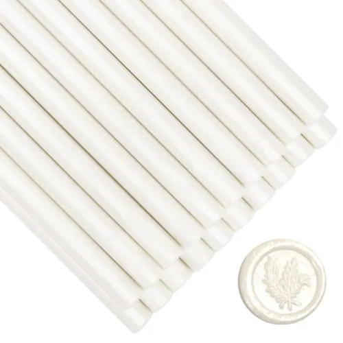 30 barras de sellado de cera blanca perla, pistola de pegamento, varillas de sellado de cera blanca metálica para sello de cera, invitaciones de