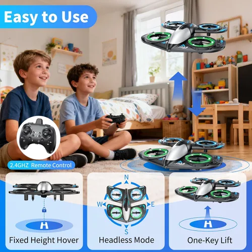 Miniatura 5 de RC Drone for Kids Beginners, Foam Remote Control Drone with Cool Lights, 360° Flip, Altitude Hold, 3 Speed Modes, Collision Protection and Ease of