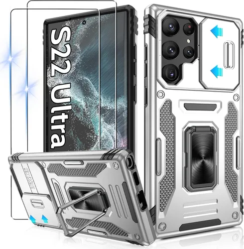 Miniatura 258 de Gritup para Samsung Galaxy S22 Funda con protectores de pantalla HD de 2 paquetes y cubierta deslizante para la cámara, protección contra caídas