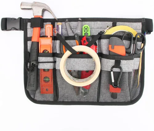 Miniatura 5 de Herramienta de jardinería Riñonera Cinturón ajustable Herramienta Delantal Organizador con 8 bolsillos Bolsa colgante Cinturón de herramientas (gris)