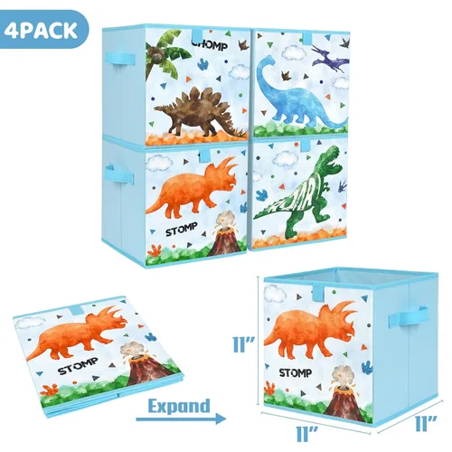 Miniatura 2 de WERNNSAI Cubos de almacenamiento – Paquete de 4 cubos de almacenamiento plegables de tela para niños, cestas de almacenamiento decorativas con asas
