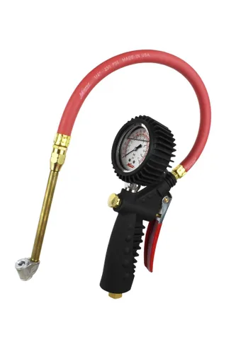 Miniatura 6 de Milton S-575A Pro Analog Pistol Grip Inflator Gauge with Pressure Gauge - 15" Hose Ball Foot Chuck, Assembled in USA 230 PSI