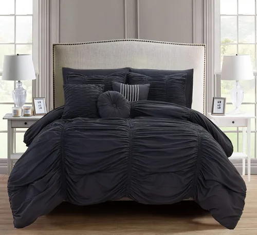 Miniatura 8 de Elegant Comfort El juego de edredón plisado de 10 piezas más suave y acogedor, con volantes fruncidos con almohadas decorativas y sábana bajera