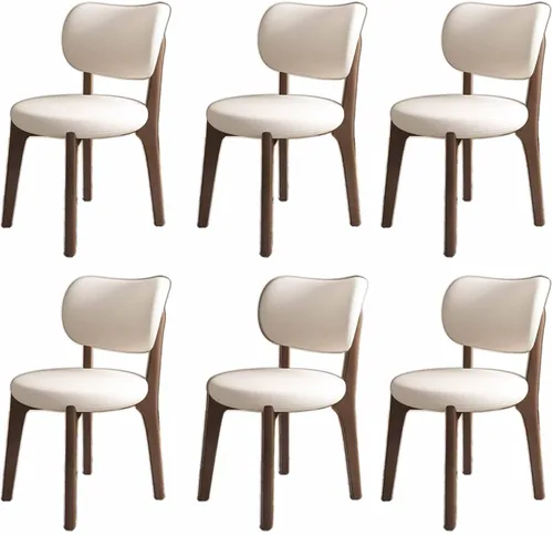 Miniatura 17 de Juego de 2 sillas de comedor tapizadas de cuero suave, sillas de comedor de madera maciza, con asiento acolchado y patas de madera para cocina, sala