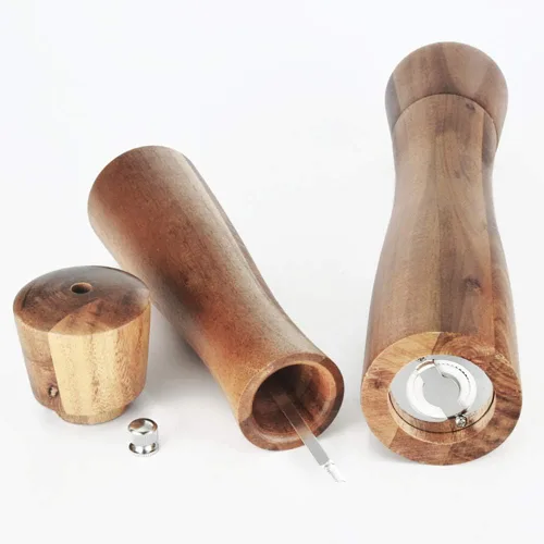 Miniatura 3 de Molinillo de sal y pimienta de madera maciza de 8 pulgadas, molinillo de sal manual de madera, molinillo de pimienta, agitadores recargables