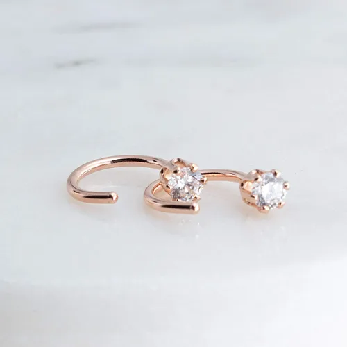 Miniatura 33 de Half Huggie Birthstone Gold Hoop Earrings for Women Tiny Cartilage Stud Piercing Earring Hypoallergenic Earring Screw Back Dainty Hug