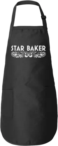 Donkey Tees Star Baker - Delantal para hornear – 2 bolsillos delanteros de cocina, unisex, ajuste largo con lazos traseros