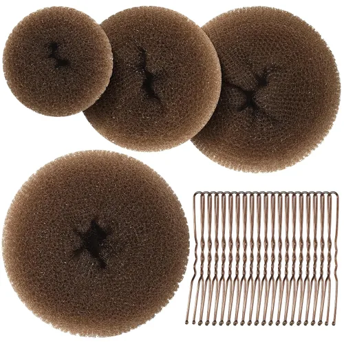 Teenitor Creador de Moños de Cabello para Niñas - Donas para el Cabello, Moño de Ballet en 4 Tamaños, Marrón Claro D-Marrón claro