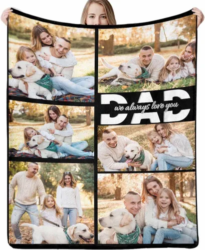 Miniatura 9 de Regalo para papá de hija manta personalizada con fotos, manta suave personalizada, regalo de cumpleaños para papá, manta del mejor papá del mundo