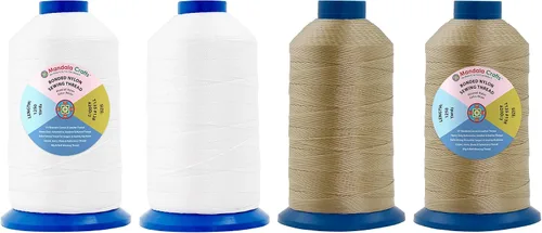 Miniatura 161 de Mandala Crafts - Hilo de nailon para coser cuero, tapicería, mezclilla y para trenzar el pelo; resistente, 1500 yardas, tamaño 69 T70 Marrón
