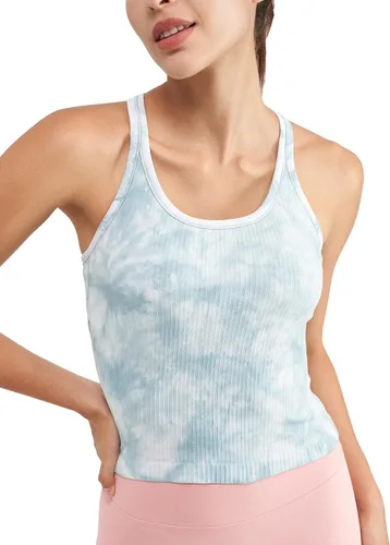 Miniatura 91 de sphinx cat - Camiseta corta de entrenamiento para mujer, camiseta sin mangas, acanalada, con espalda cruzada y brasier integrado