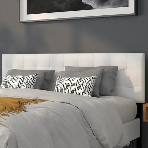 Miniatura 26 de BizChair Cabecero tapizado acolchado de tamaño matrimonial en tela negra Negro