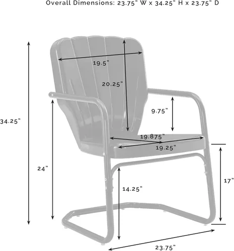 Miniatura 3 de Crosley Furniture Ridgeland - Juego de 2 sillas para exteriores, sillas de metal retro para comedor, porche, cubierta, azul marino