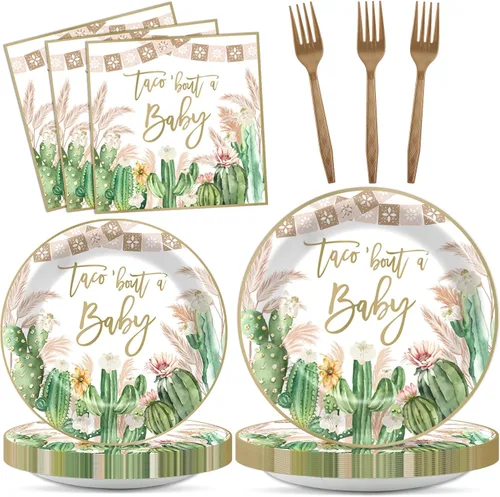Miniatura 36 de 96 piezas de decoraciones de vaquera, suministros de fiesta, platos de papel con estampado de vaca, platos y servilletas desechables occidentales