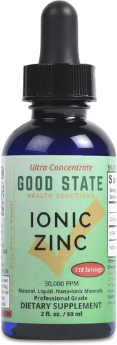 Suplemento de zinc iónico ultraconcentrado (10 gotas equivalen a 0,0005 oz, 100 dosis por botella), de Good State