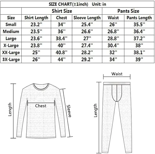 Miniatura 6 de PISIQI Ropa interior térmica para hombre ultra suave con capa base de forro polar para invierno esquí cálido Negro