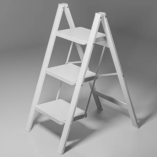 Miniatura 10 de Escalera plegable de 3 escalones, resistente taburete pequeño de 330 libras para adultos, escalera de armario con pedales anchos antideslizantes