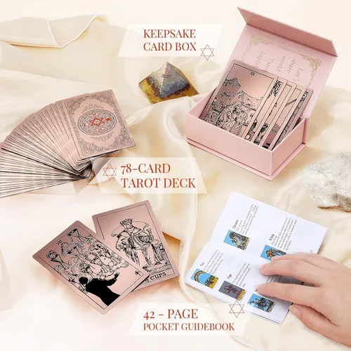 Miniatura 3 de Cartas de Tarot para Principiantes Cartas de Tarot Impermeables con Libro Guía Lámina Dorada con Significados en Ellas 78 Cartas Originales Clásicas