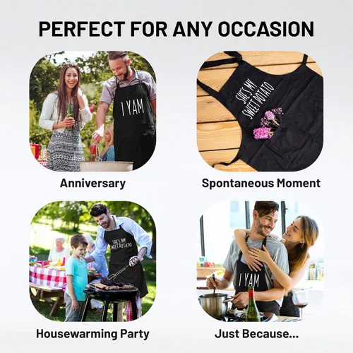 Miniatura 3 de Funny Couple Aprons Gift Ideas For Her Him Wedding, Engagement, Bridal, Birthday Kitchen Cooking Set