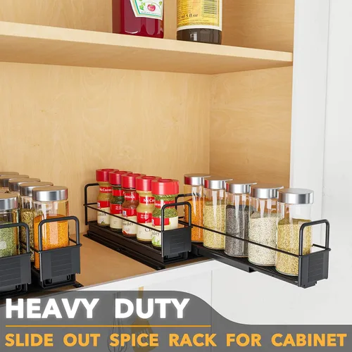 Miniatura 3 de SpaceAid Organizador de especias extraíble para gabinete, organizador de condimentos deslizante y resistente para armarios de cocina, organizador